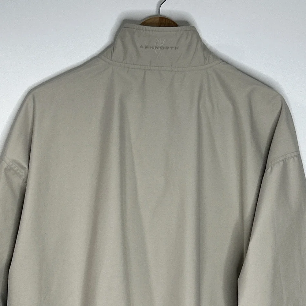 Ashworth Jacket Mens Large Beige Weather Systems 1/4 Zip Golf Windbreaker
